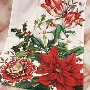 Christmas Bouquet Tulips Holiday Kitchen Towel NWT Cotton 20x28” Michel Design